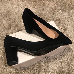 NIB Black suede heels